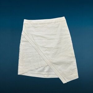 Bebe Women's Asymmetric Faux Wrap A-Line Linen Skirt